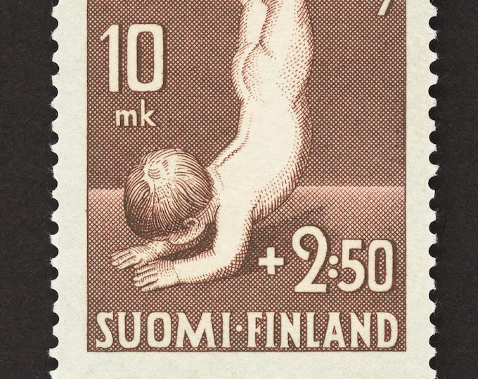 Finland Tuberculosis Stamp Print (1947): Vintage Finnish Wall Art