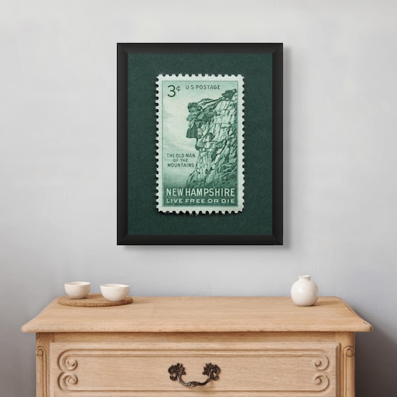 Old Man of the Mountains New Hampshire Vintage Stamp Art Print