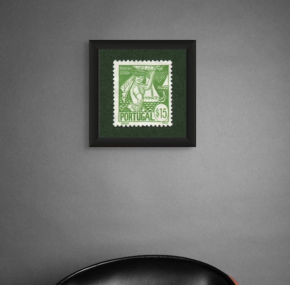 Portugal Fisherwoman Stamp Art Print: Vintage Travel Poster