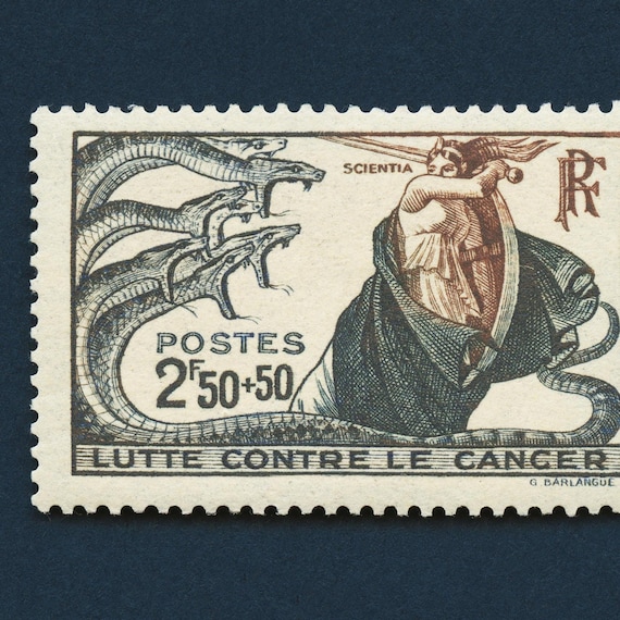 Cancer Awareness Poster: 1941 France Postage Stamp Art Print