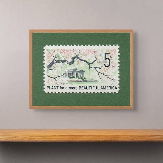Jefferson Memorial Stamp Art Print: Gardening Wall Decor