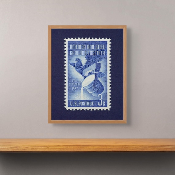 Vintage Steel Industry Stamp Art Print: 1957 Centennial