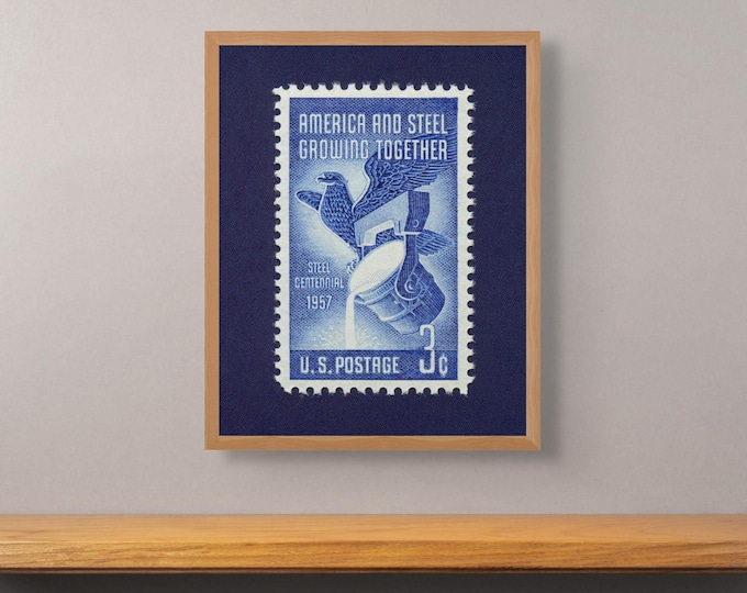 Vintage Steel Industry Stamp Art Print: 1957 Centennial