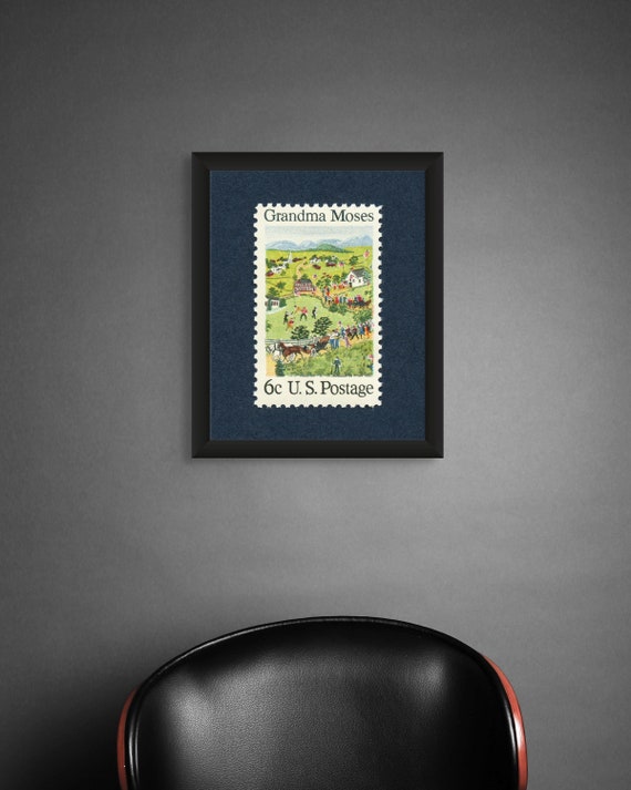 Grandma Moses Stamp Art Print: American Folk Art Poster