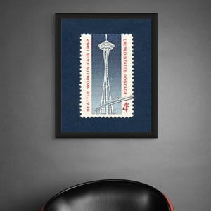 Seattle Space Needle Art Print: 1962 World&#39;s Fair Stamp