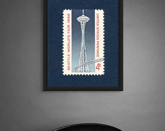 Seattle Space Needle Art Print: 1962 World's Fair Stamp