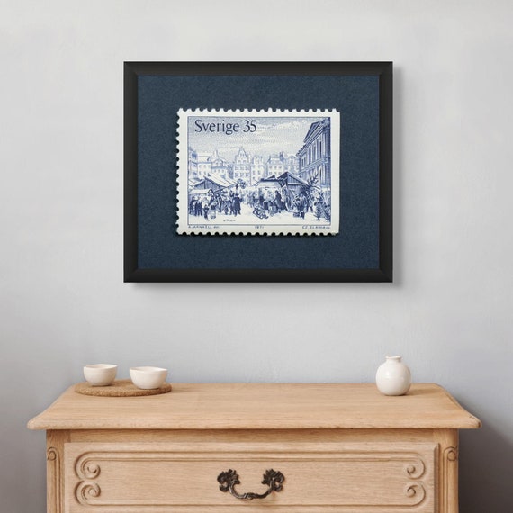 1971 Sweden Christmas Market Postage Stamp Art Print: Nordic Holiday Wall Decor