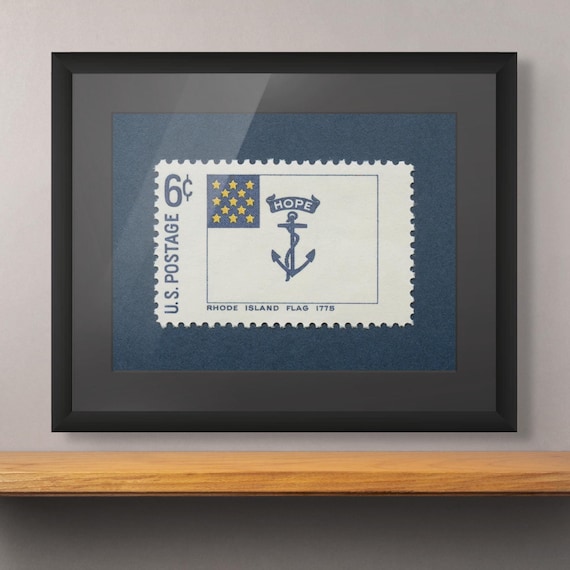 Rhode Island Flag Stamp Art Print: Battle of Yorktown, Anchor & Hope