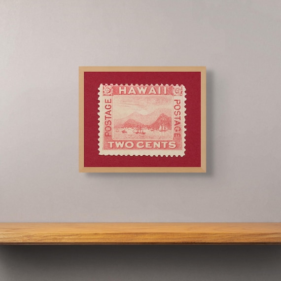 Vintage Hawaii Stamp Art Print: 1899 Honolulu View, Museum-Quality