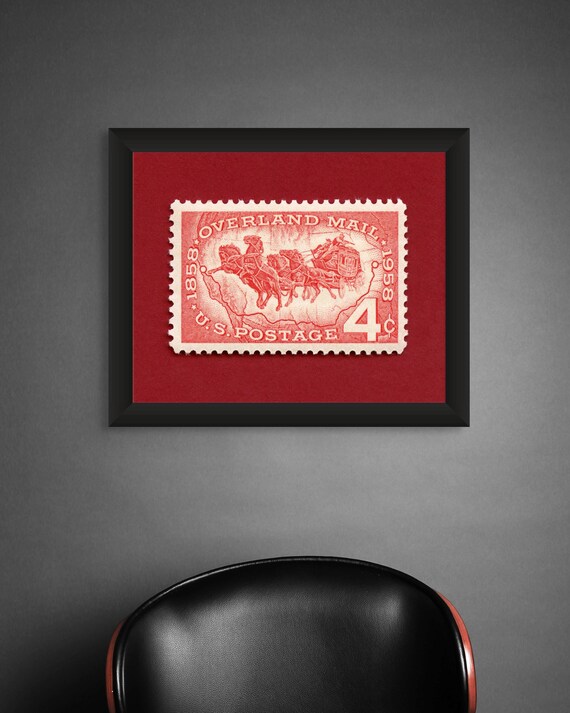 Overland Mail Stamp Art Print: Vintage Pony Express Poster
