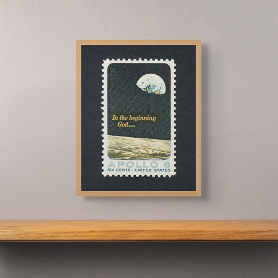 Apollo 8 Moon Orbit Print: Retro NASA Space Stamp Art
