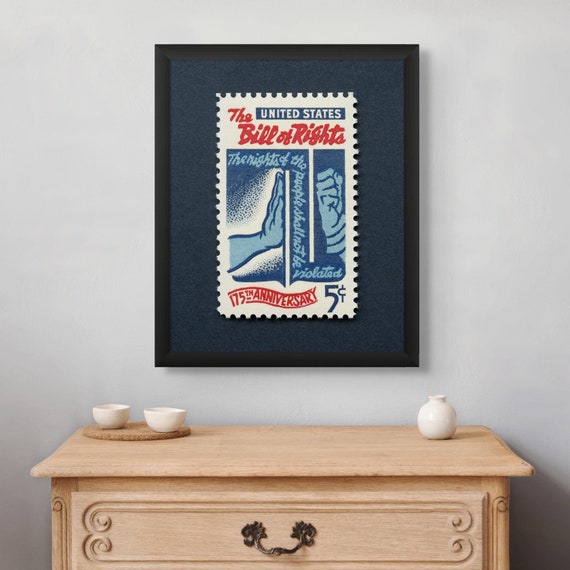 Bill of Rights Vintage Stamp Art Print: US History Wall Decor