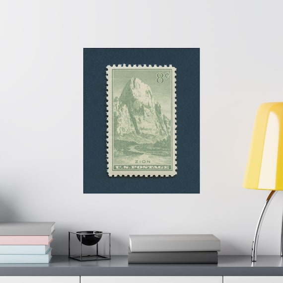 Zion National Park Stamp Art Print: 1934 Vintage Poster