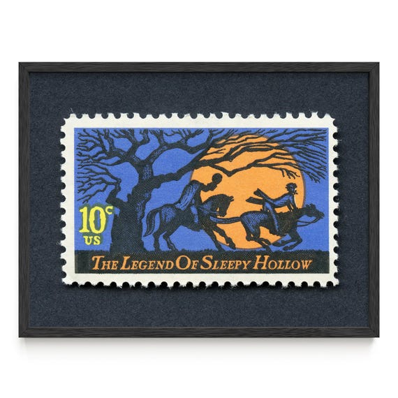 Sleepy Hollow Postage Stamp Art Print - Vintage 1974 Wall Art Framed/Unframed Option