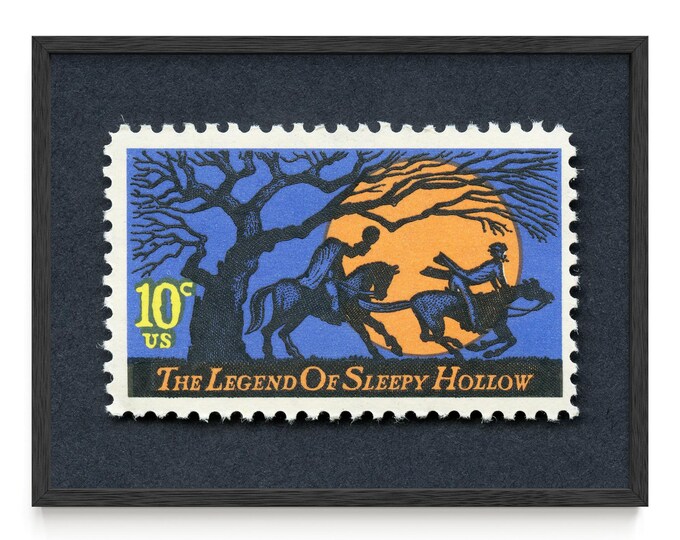 Sleepy Hollow Postage Stamp Art Print - Vintage 1974 Wall Art Framed/Unframed Option