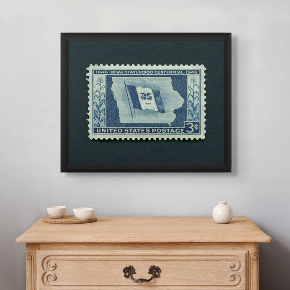 Iowa Statehood Centennial Postage Stamp Art Print: 1946 Vintage Poster