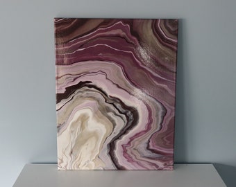 Geode in Purple, 14" x 18" Purple Dirty Pour Acrylic Painting