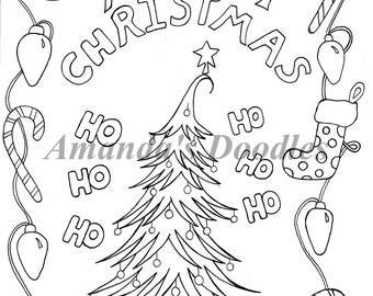 Christmas Coloring Page Happy Holidays Christmas Tree