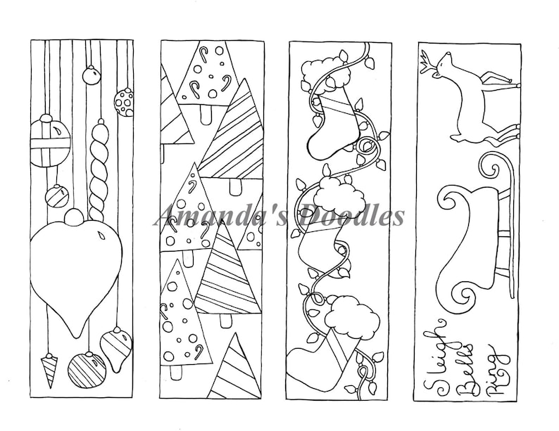 PDF DOWNLOAD Christmas Bookmark Coloring Page Christmas Etsy