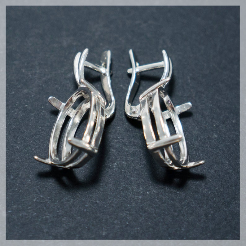 Sterling Silver Oval Bezel Post Earring Mountings Mountings Etsy