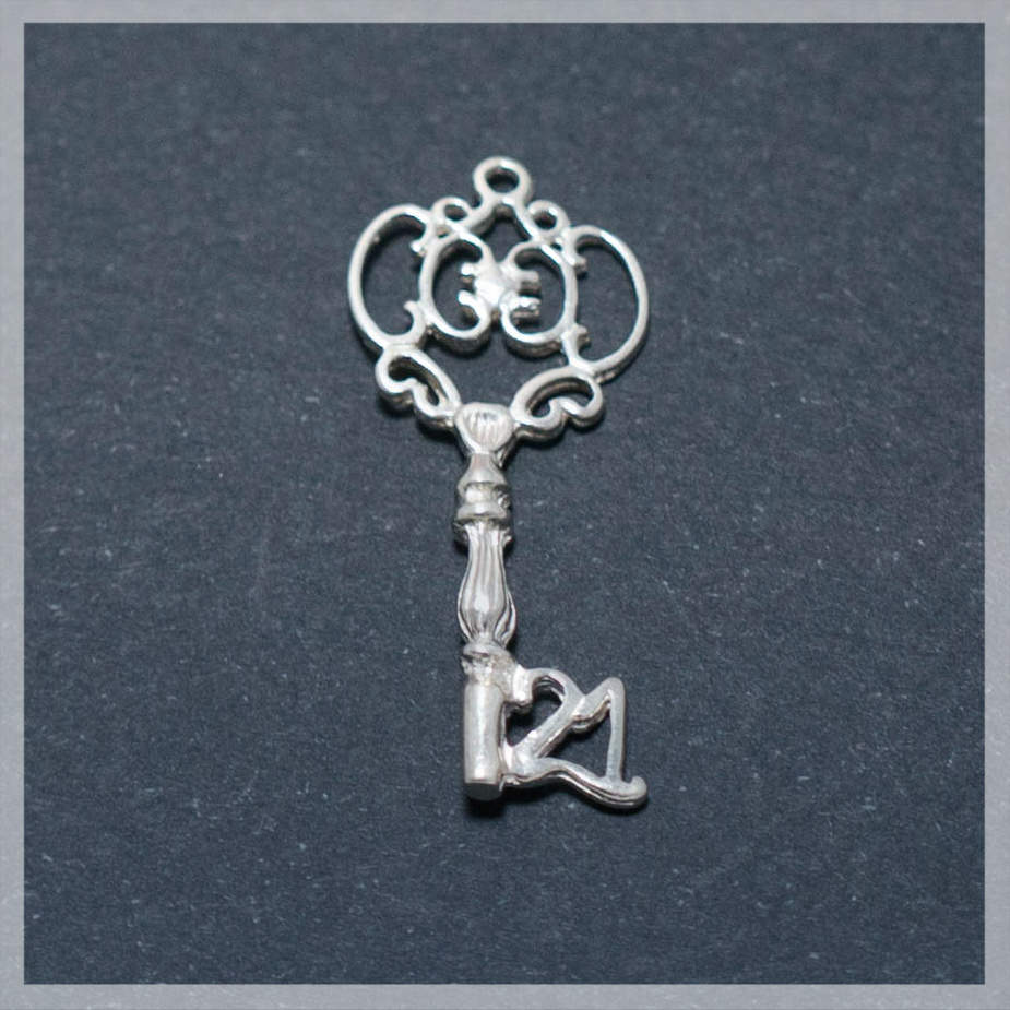 Sterling Silver Key Pendant Silver Key Charm 3cm Key Etsy