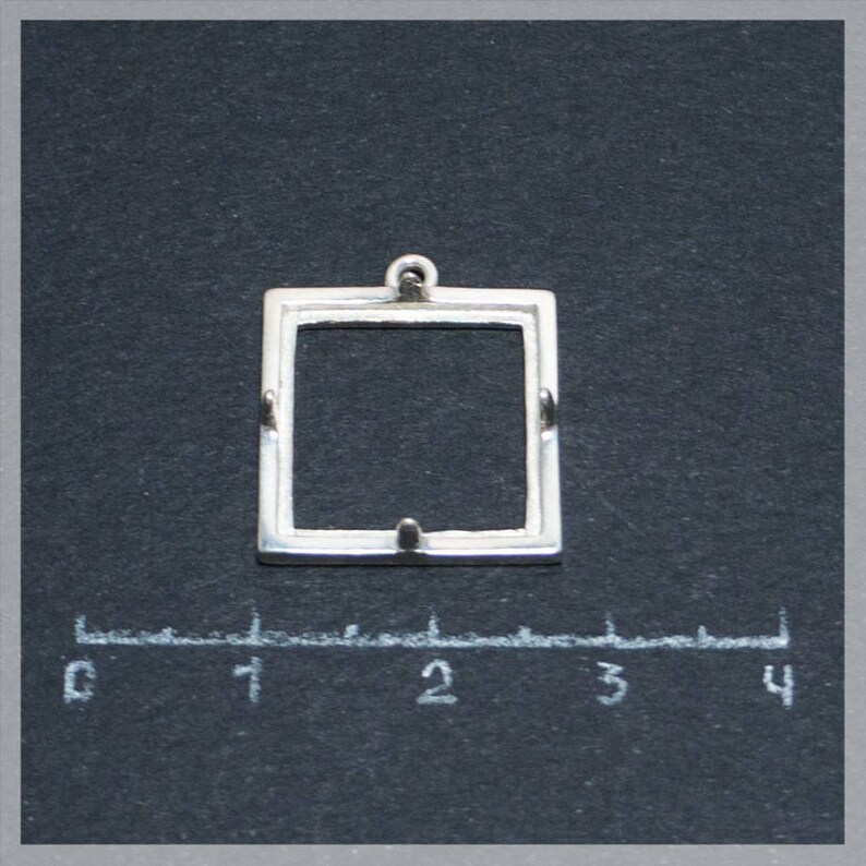 Square Bezel Pendant Setting 925 Sterling Silver Cabochon Etsy