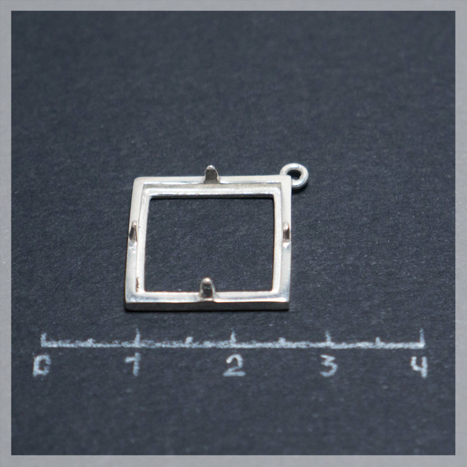 Square Bezel Pendant Setting 925 Sterling Silver Cabochon Etsy