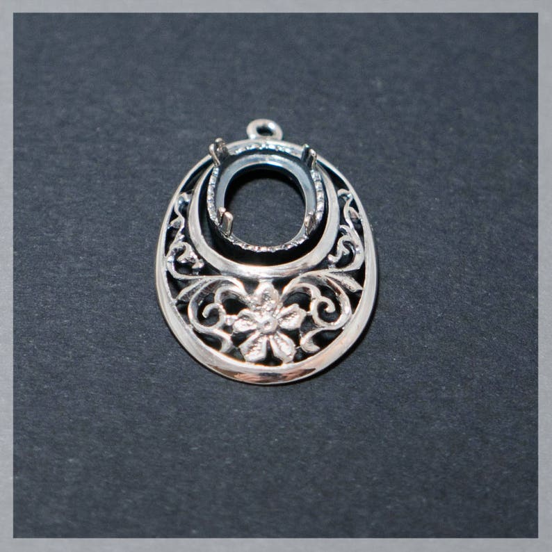 Oval Bezel Pendant Setting 925 Sterling Silver Cabochon Base Etsy