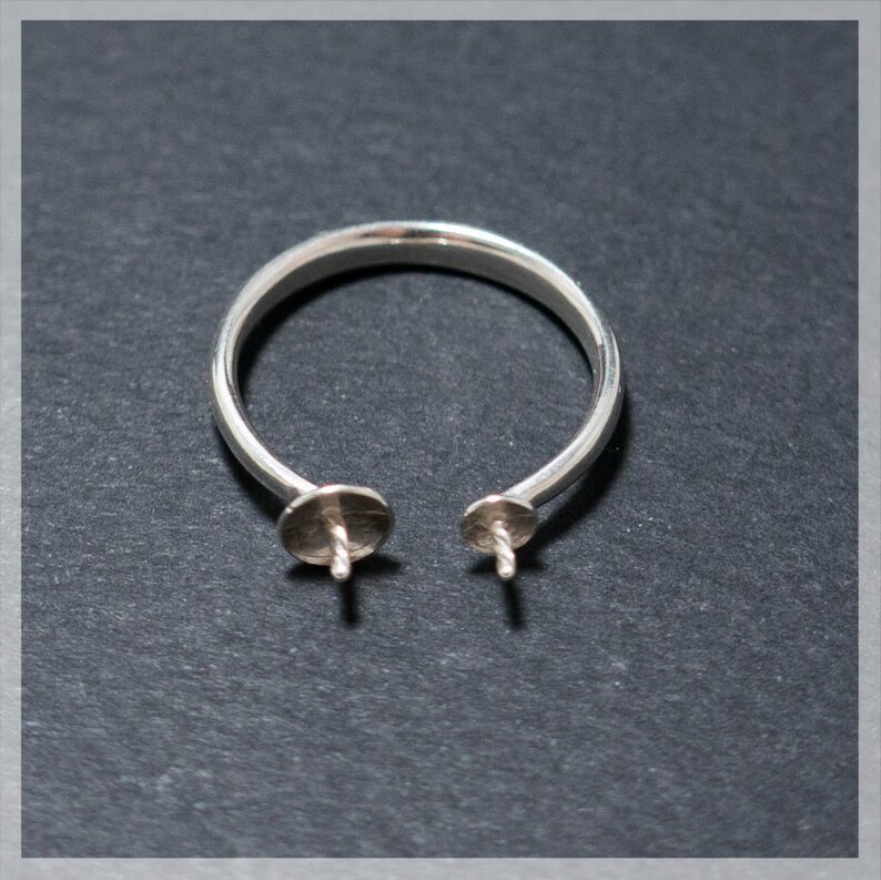 Sterling Silver Ring Findings Sterling Silver Ring Base with two caps Silver Round Blank Ring for pearl or beads