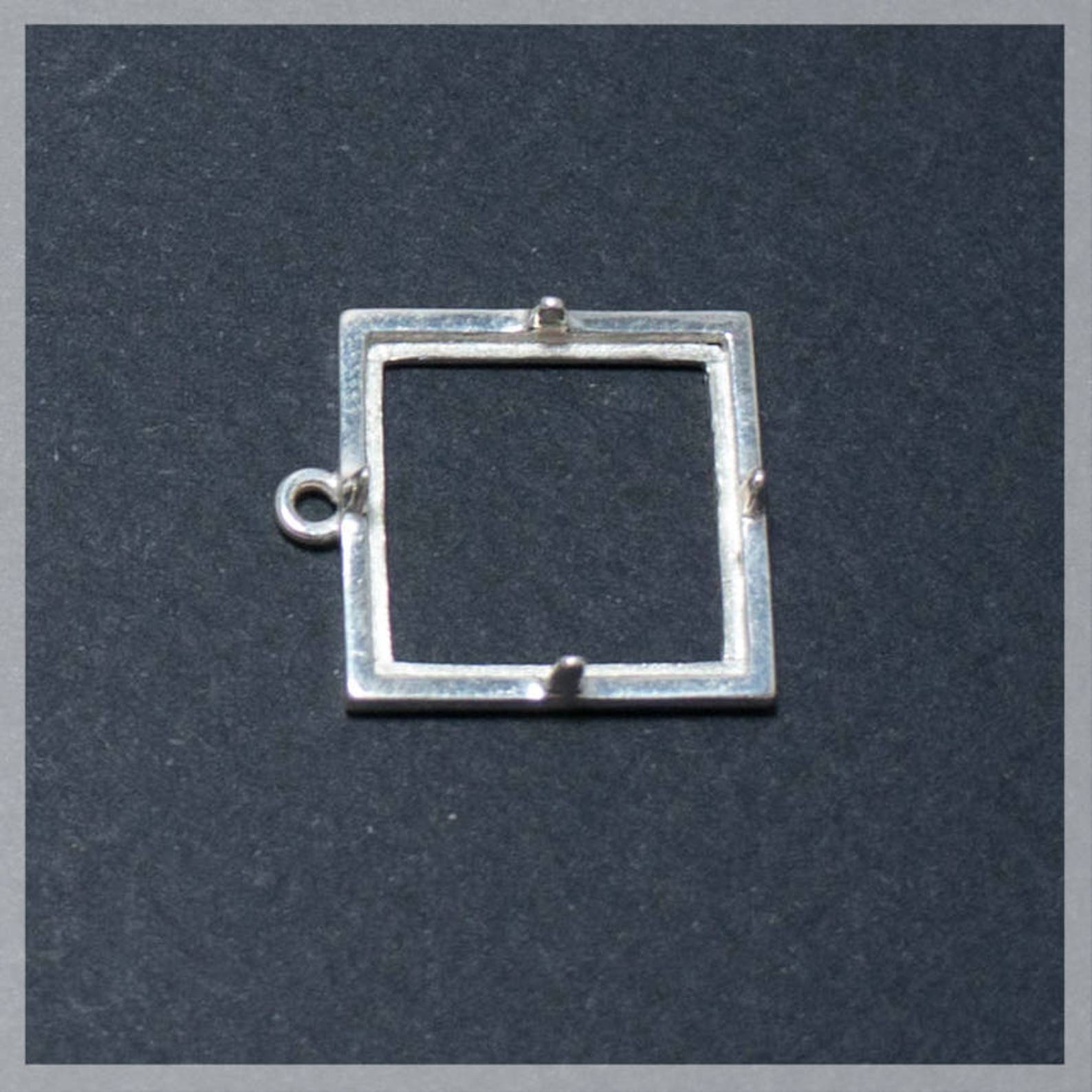 Square Bezel Pendant Setting 925 Sterling Silver Cabochon Etsy