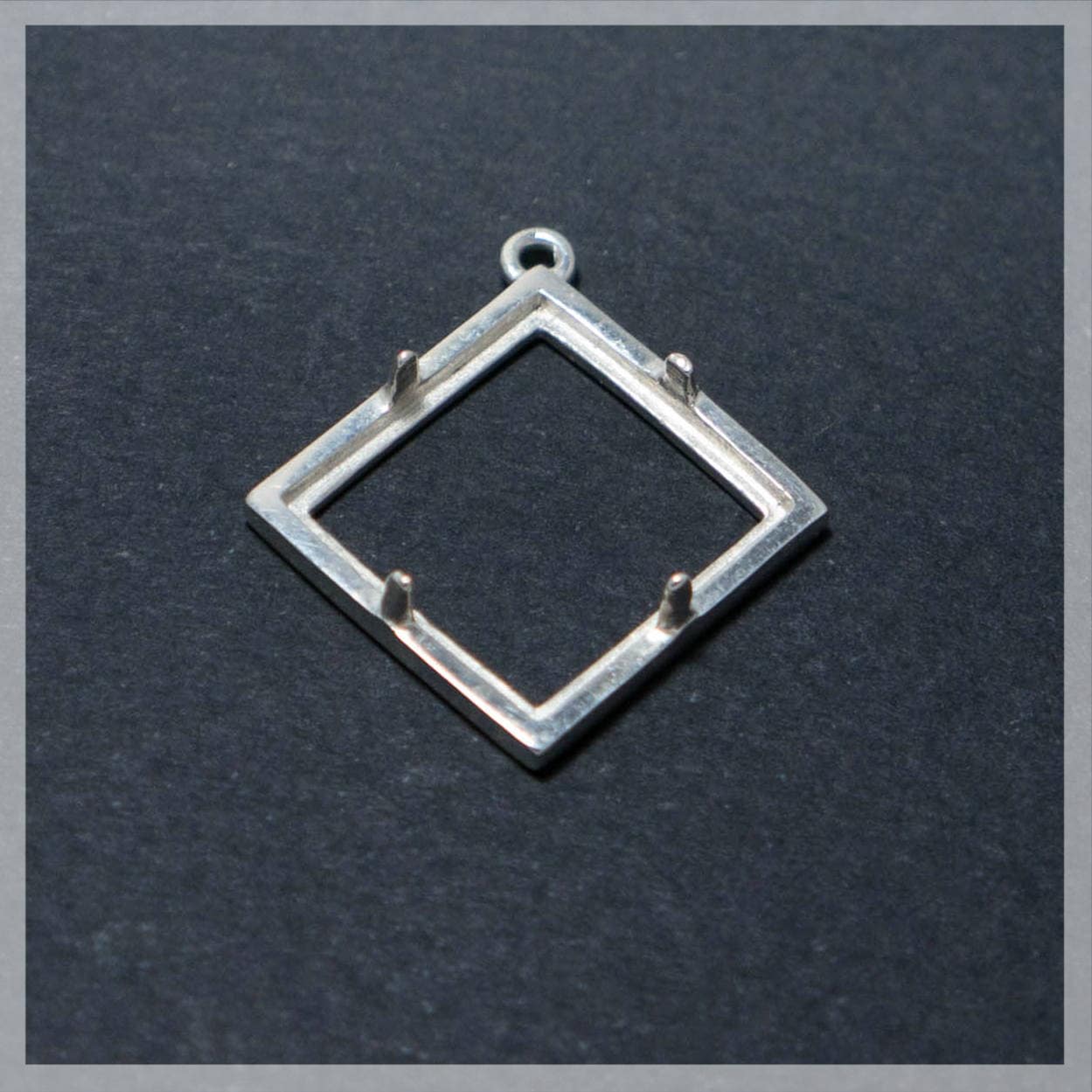 Square Bezel Pendant Setting 925 Sterling Silver Cabochon Etsy