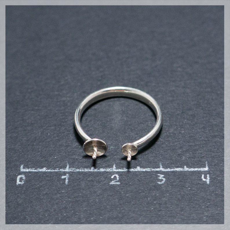Sterling Silver Ring Findings Sterling Silver Ring Base with two caps Silver Round Blank Ring for pearl or beads