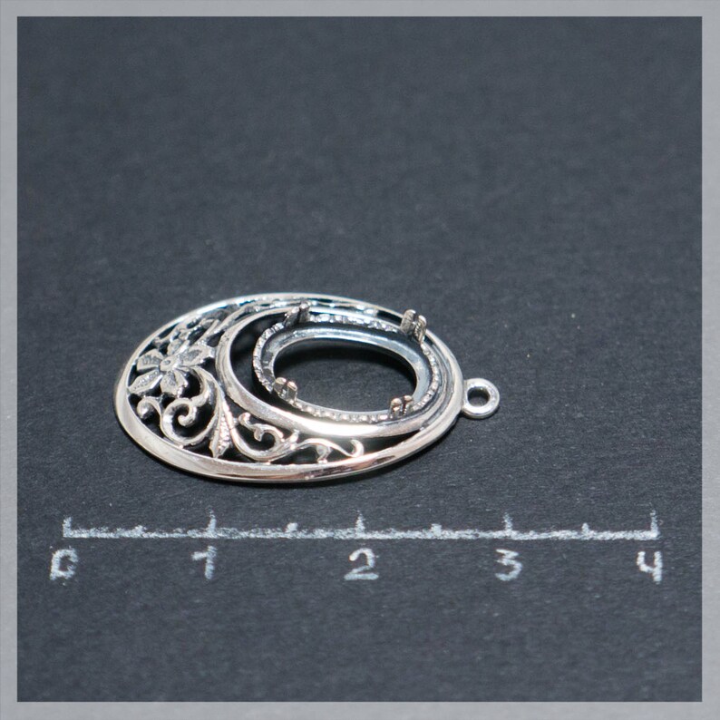 Oval Bezel Pendant Setting 925 Sterling Silver Cabochon Base Etsy
