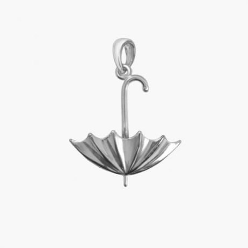 Sterling Silver Umbrella Charm Umbrella Pendant Umbrella Etsy