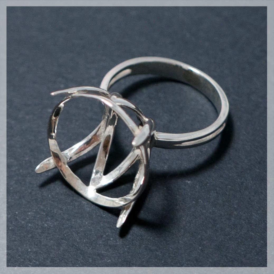 Sterling Silver Ring Base 18 Mm Sterling Silver 925 Round Etsy