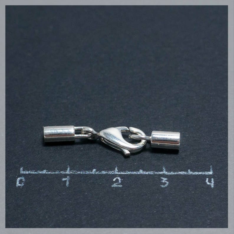 Sterling Silver Lobster Clasp and Tube End Set, Closure Set - 9mm