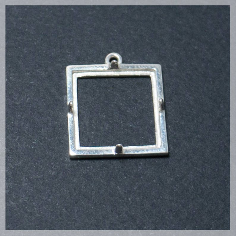 Square Bezel Pendant Setting 925 Sterling Silver Cabochon Etsy