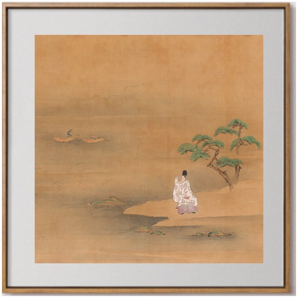 Digital Printable Wall Art, Digital Art, Downloadable, Digital Download, Vintage Japanese Painting from The Tale of Genji by Ishiyama Moroka