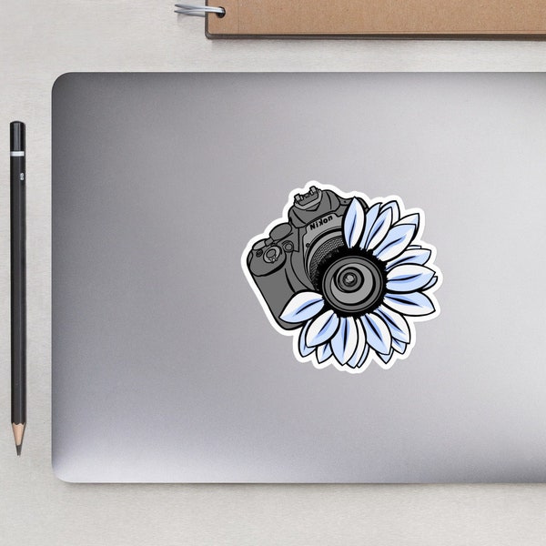 Nature Photographer Flower Camera Vinyl Sticker Blue Sunflower Daisy Photography Nikon Canon Flower Graphic Illustration Hippie Cute Cottage