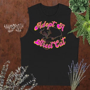 Adopt a Street Cat Possum Opossum Neon Workout Muscle Shirt