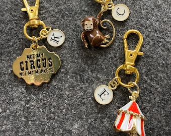 Circus Zipper Pull, Monkey Charm, Backpack Charm, Not My Circus Tag