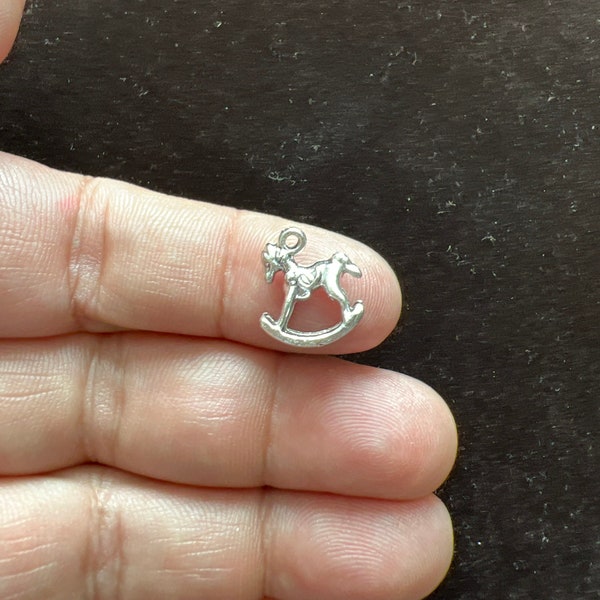 3D Trojan Horse Charms,  Vintage Silver Horse Charm, Horse Charm, Rocking Horse Charm, 3D Rocking Horse 4*15*5mm