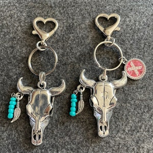Boho Bull Keychain, Western Style Keychain, Handbag Charm, Cowboy ...