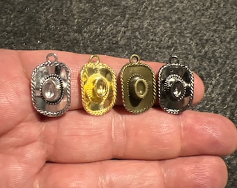 Western Cowboy Hat Charm, Zinc Alloy, Jewelry Making (23x13mm)