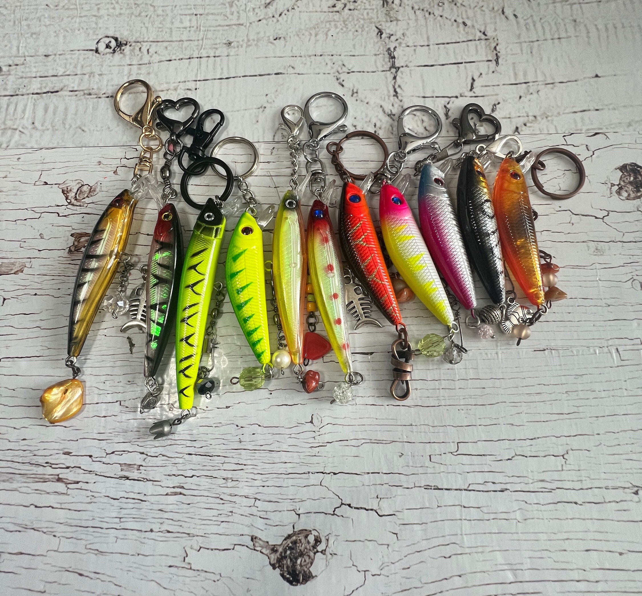 Minnow Fishing Lure Key Chain Personalize, Customized, Hooked on