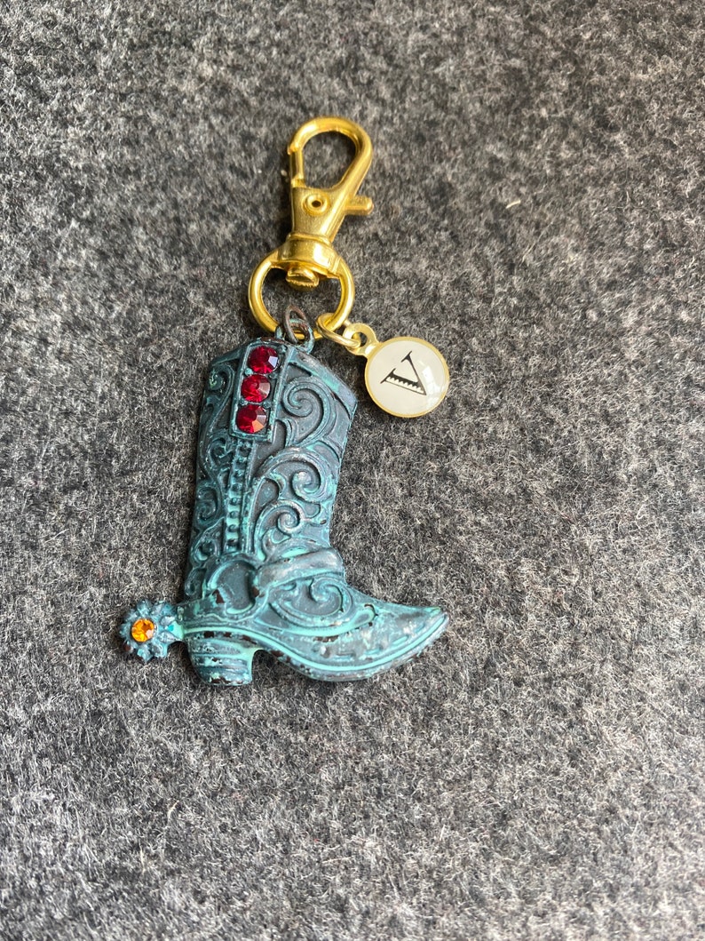 Blue Patina Cowboy Boot Zipper Pull Rhinestone Zipper Pull Etsy