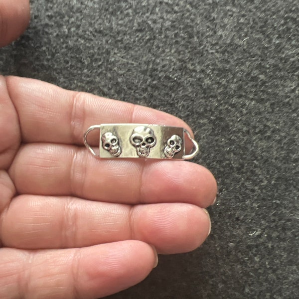 Skeleton Head Skull Charms, Antique Tibetan Silver Skeleton Head Skull Charm, Skeleton Head Connector, Skull Connector,  40*12mm