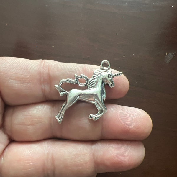 Unicorn Charms,  Vintage Silver Unicorn charm, Unicorn pendant, 3D unicorn pendant for jewelry making