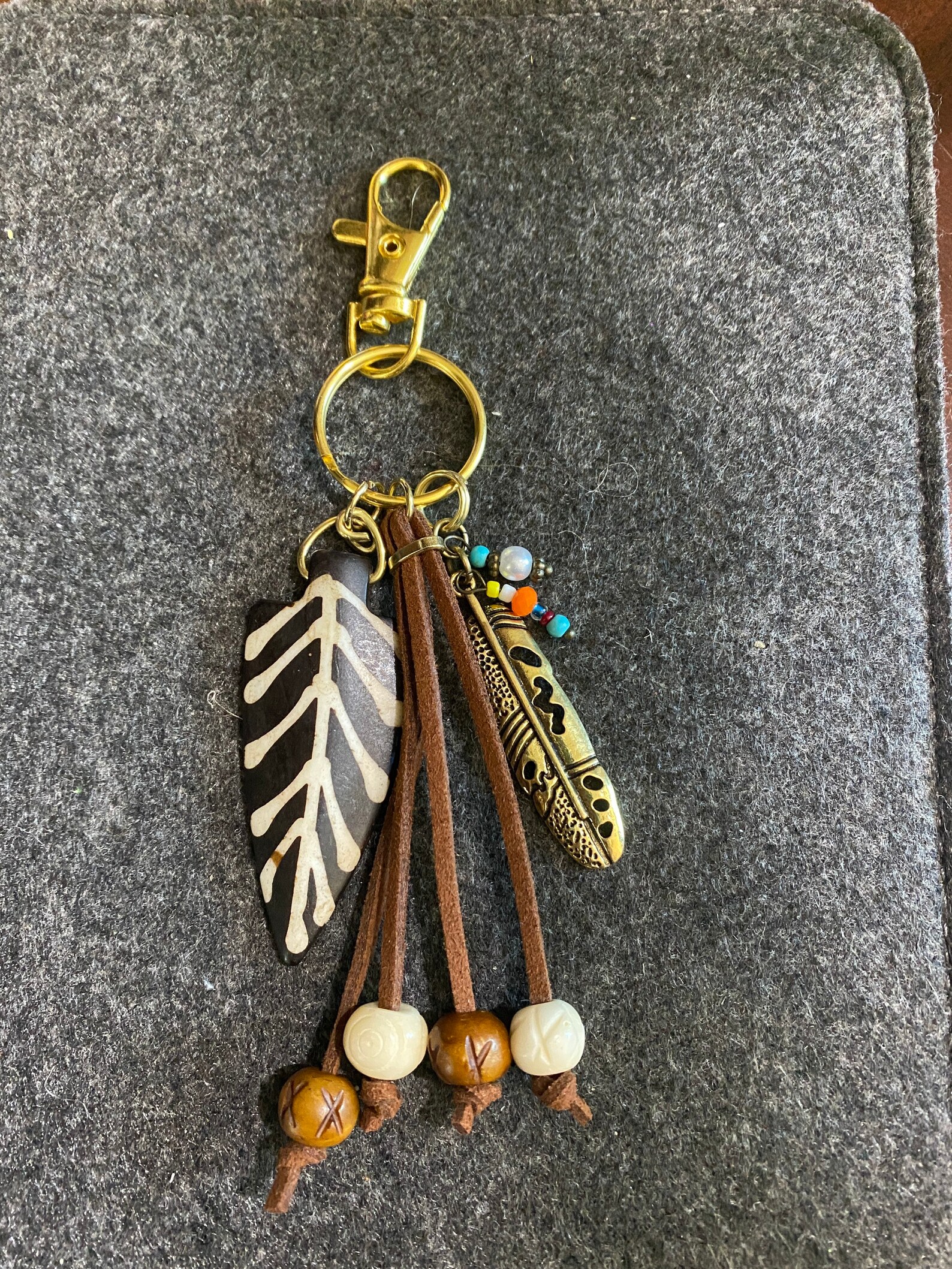 Bone Arrowhead Keychain Brown Arrowhead Keychain Native Etsy