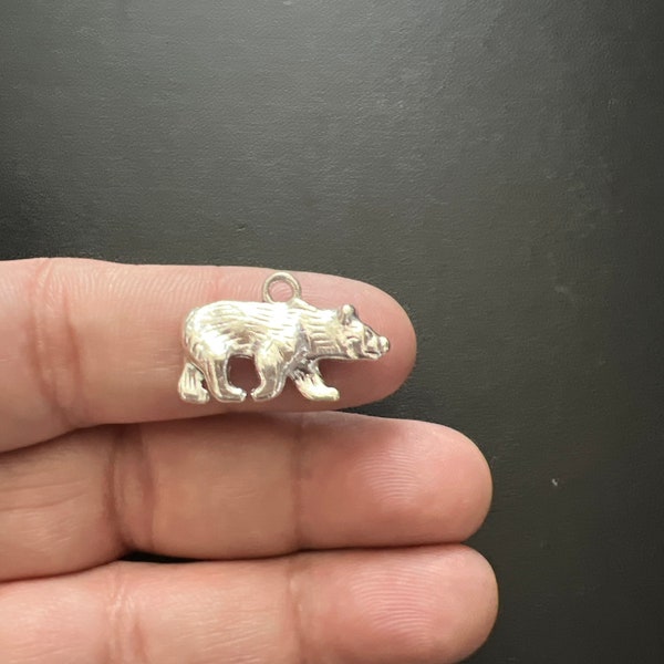 3D Polar Bear Charm, Silver Bear Charm, Polar Bear Charm 25*13mm